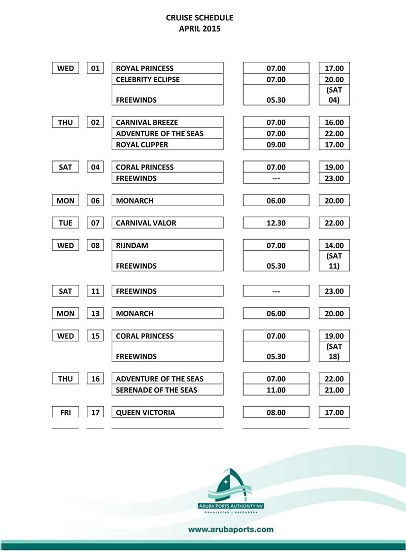 Cruise Ship Port Schedule 2025 Aruba Nike Jessica