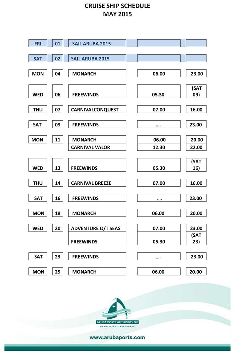 Cruise Ship Schedule 2025 Aruba Image to u