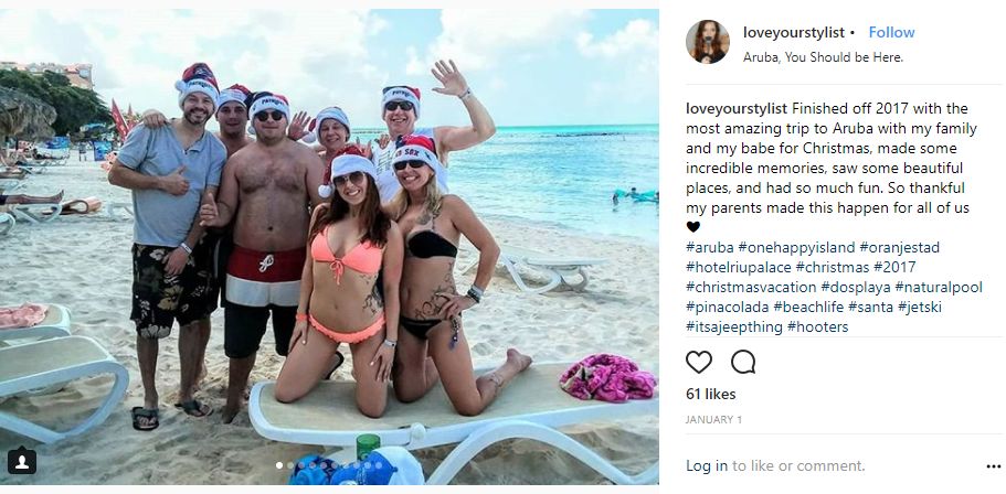 Instagram-User-Photo-at-loveyourstylist-celebration-destination-Aruba-You-Should-be-Here-location-tag-christmas-beach-santa-hats-family-trip