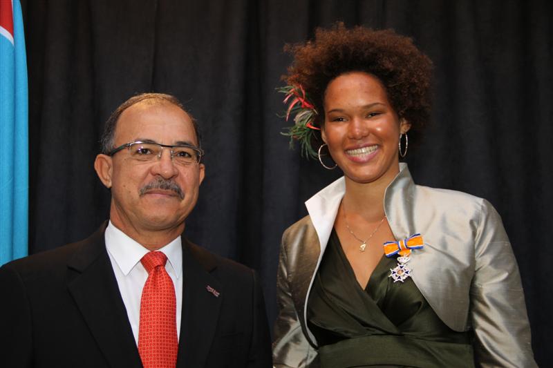 Sarah-Quita, Aruba’s Windsurfing Champion, received Royal Medal