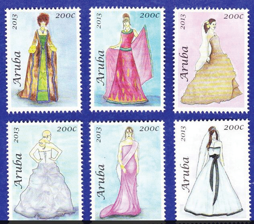 New Wedding Dress commemorative stamps available at Post Aruba