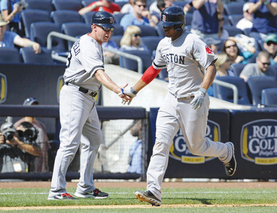 Aruba’s Xander Bogaerts, newest shortshop for the Boston Red Sox, hits his first home run