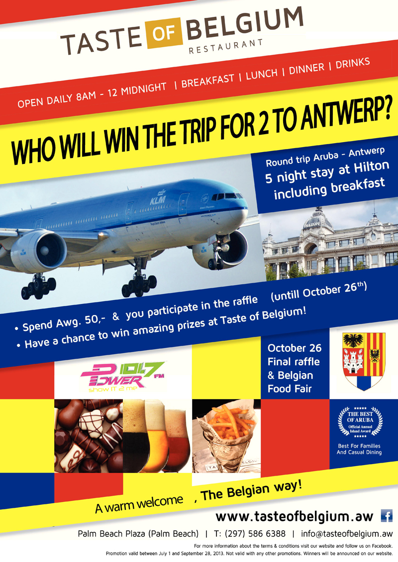 Get ready for take-off with Taste of Belgium Aruba Tombola Fiesta