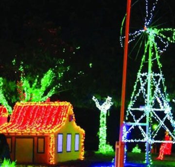 Aruba's Tanki Flip Rotunda being decked out for the holidays with lighting and fantasy decoration