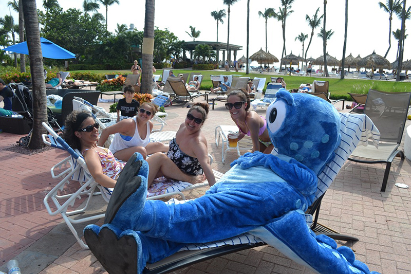 Bonbi, Aruba’s official mascot, delights young and old during a visit at the Aruba Marriott Resort & Stellaris Casino