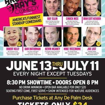 Top American comedians to take the stage live during "Aruba Ray's Comedy Show"