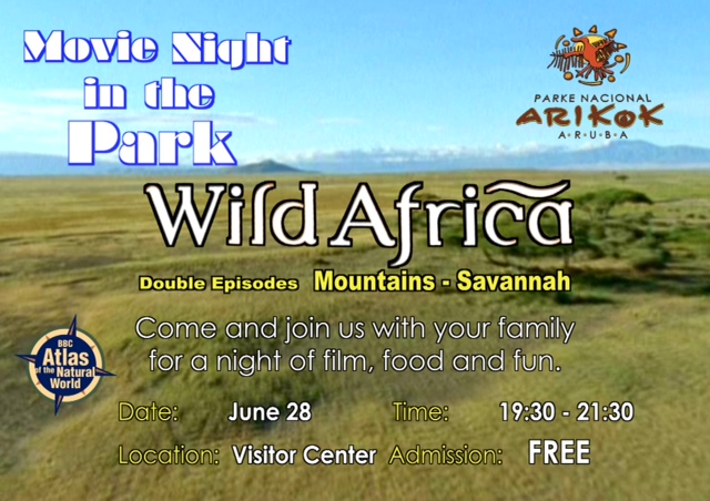 Arikok Aruba National Park presenting its 4th edition of Movie Night this year, “Wild Africa”, to be held this weekend