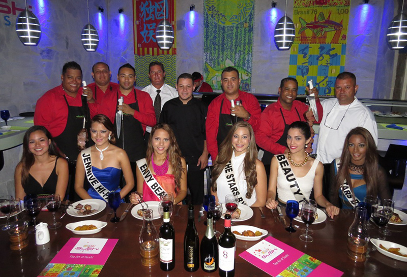 Miss Aruba Candidates treated to a night of exquisite wine pairing, courtesy of Amazonia Restaurant and Aruba Trading Company