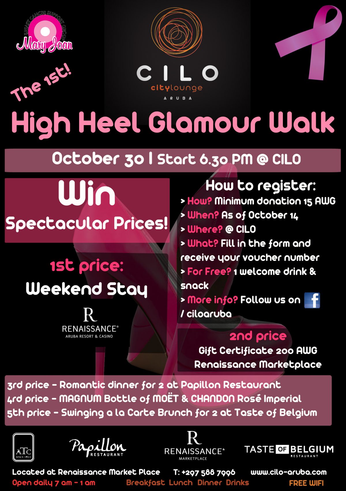 CILO Aruba organizes a High Heel Walk in support of Breast Cancer Month