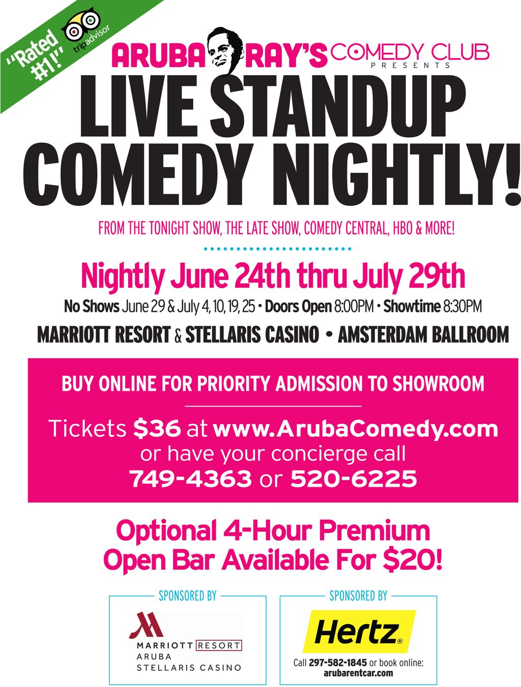 Aruba Ray's Comedy Show Returns to Aruba Marriott Resort & Stellaris Casino