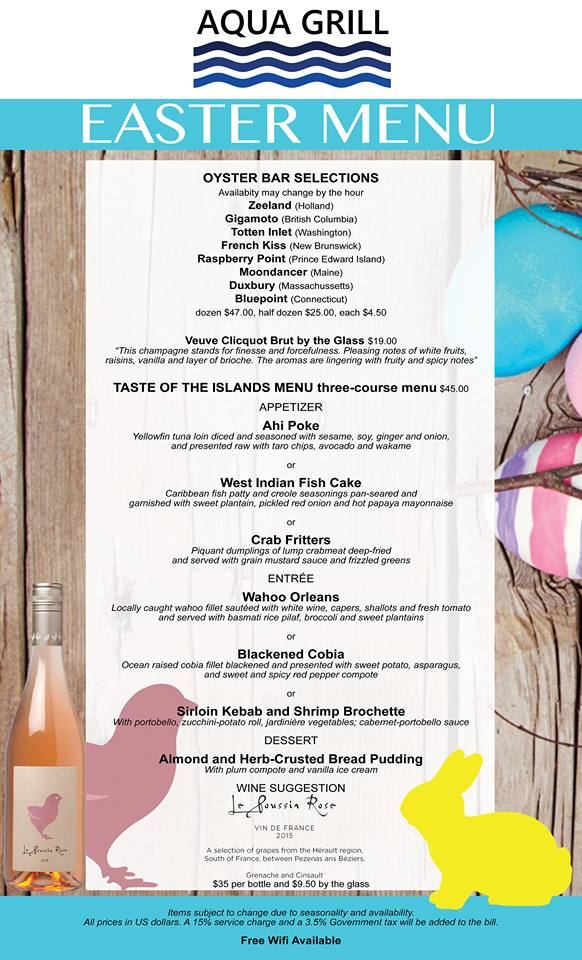 Aqua Grill Easter Dinner Menu
