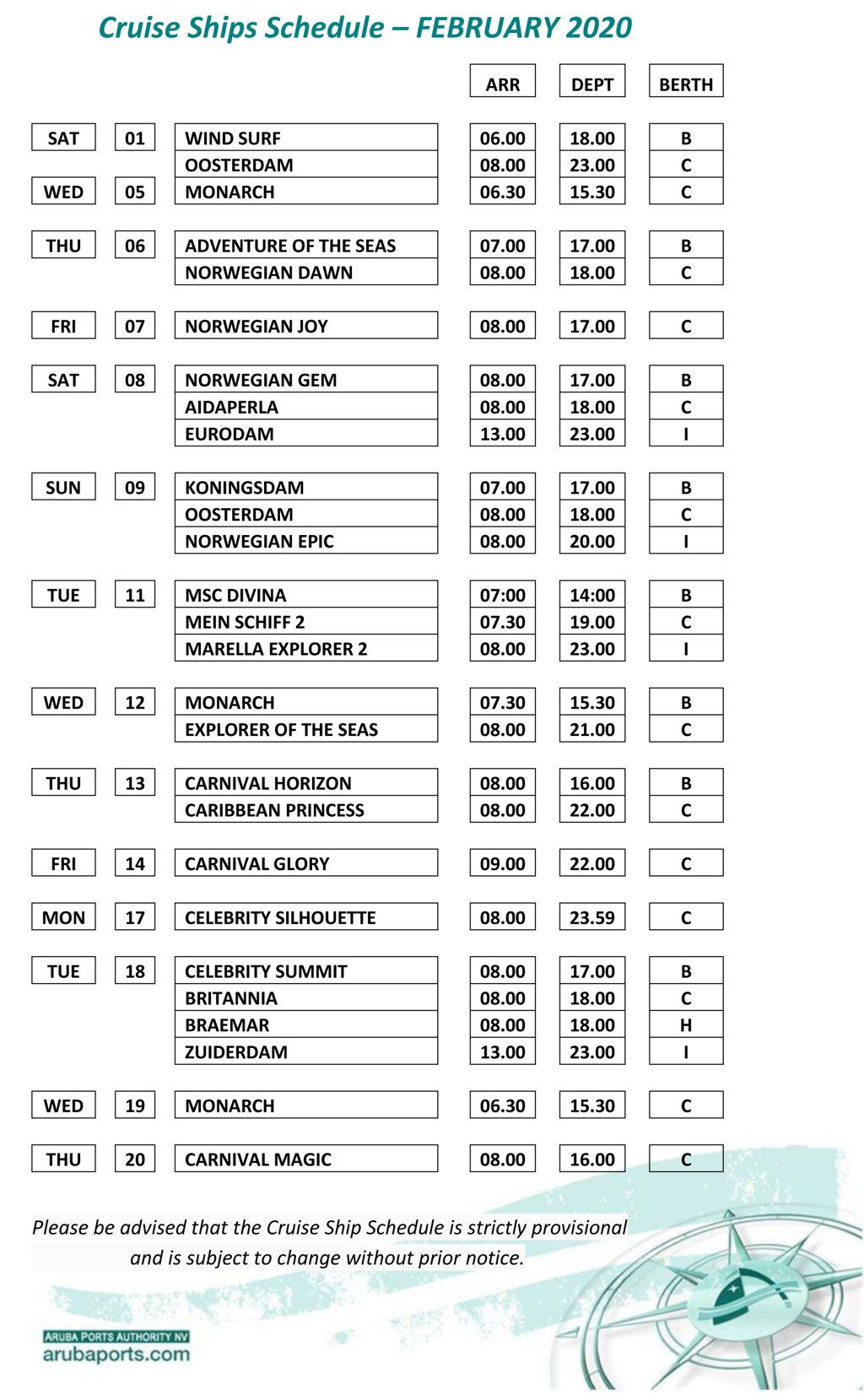 Aruba Cruises Cruise Schedule Carnival Cruise Lines, Royal