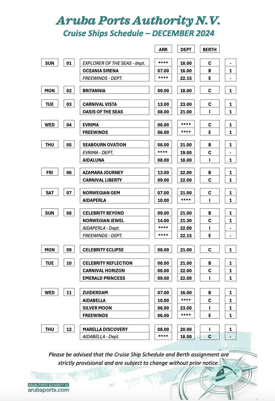 Aruba Cruises Cruise Schedule Carnival Cruise Lines, Royal Caribbean, Princess Cruises